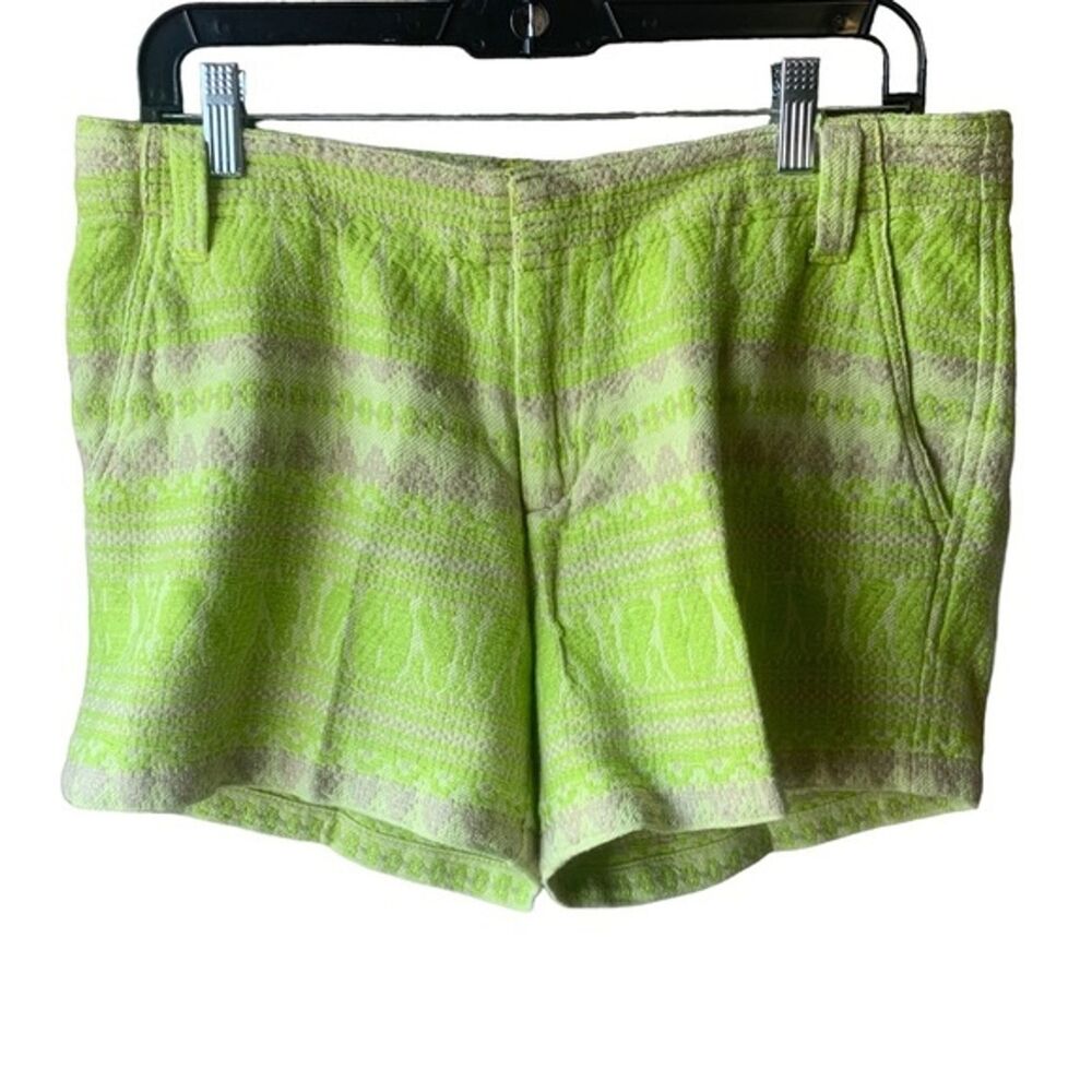 Dylan Women’s Sz 6 Chino Embroidered Shorts Green / Gray Geometric Print Cotton